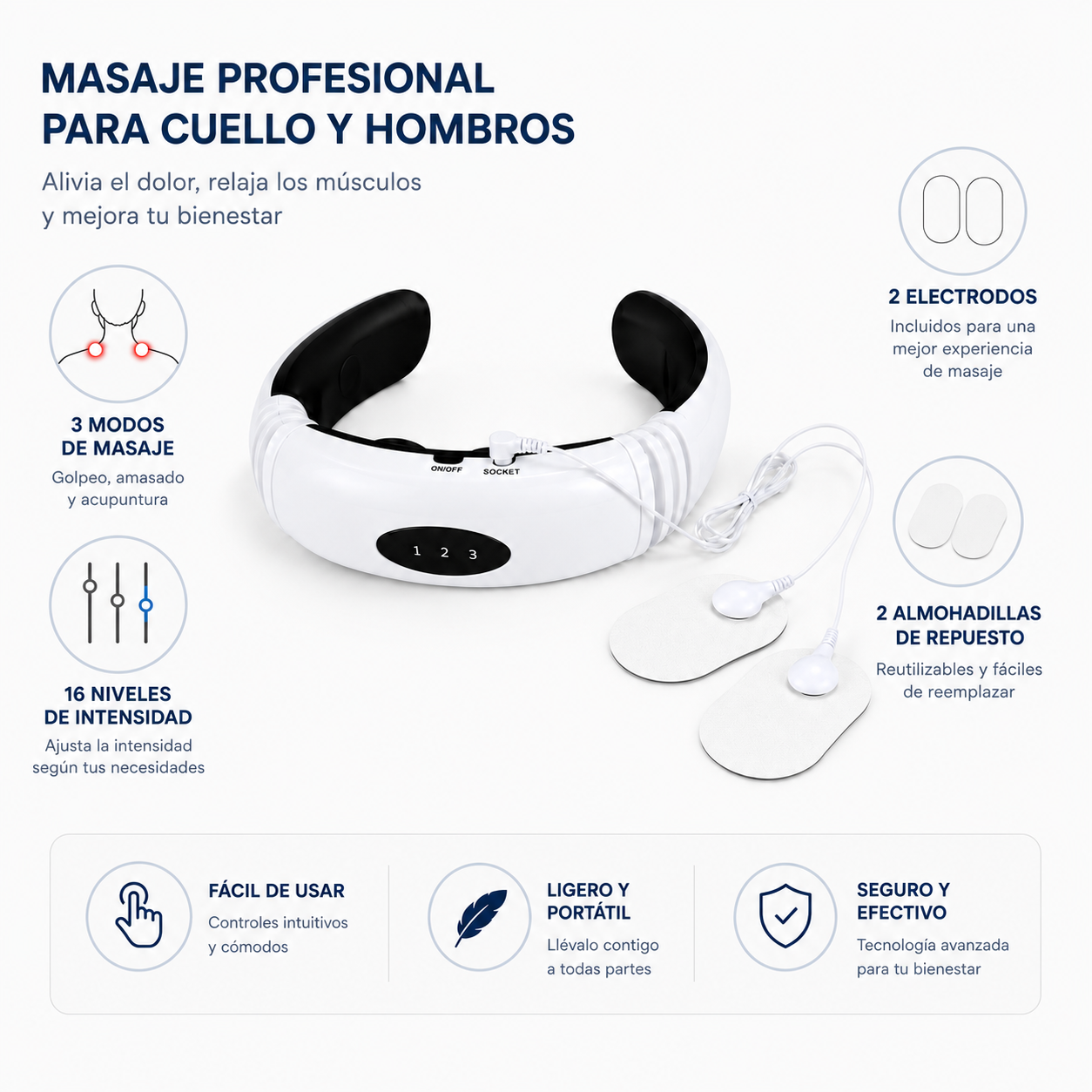 Masajeador de cuello y espalda electromagnético